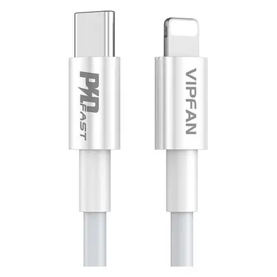 Vipfan Kabel USB-C do Lightning VFAN P01, 3A, PD, 1m (bílý)