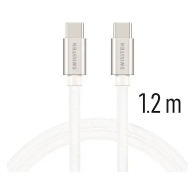 DATOVÝ KABEL SWISSTEN TEXTILE USB-C / USB-C 1,2 M STŘÍBRNÝ