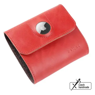 Kožená peněženka FIXED Classic Wallet for AirTag z pravé hovězí kůže, červená