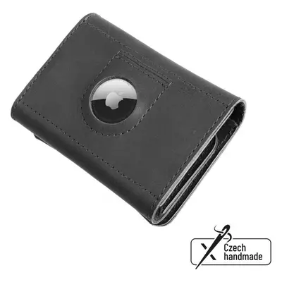 Kožená peněženka FIXED Tripple Wallet for AirTag z pravé hovězí kůže, černá