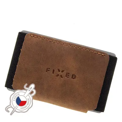 Kožená peněženka FIXED Tiny Wallet z pravé hovězí kůže, hnědá