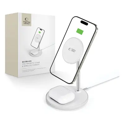 TECH-PROTECT QI15W-A39 2IN1 MAGNETIC MAGSAFE WIRELESS CHARGER WHITE