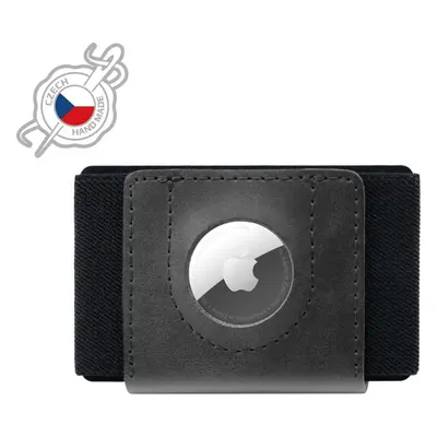 Kožená peněženka FIXED Tiny Wallet for AirTag z pravé hovězí kůže, černá