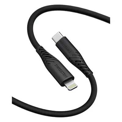 DATOVÝ KABEL SWISSTEN SOFT SILICONE USB-C / LIGHTNING 1,5 M 60W ČERNÝ