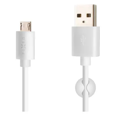 Dlouhý datový a nabíjecí kabel FIXED s konektory USB/micro USB, 2 metry, bílý