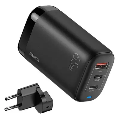 Remax Nástěnná nabíječka Remax, RP-U55, 2x USB-C, USB, EU 65W (černá)