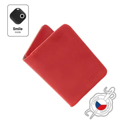 Kožená peněženka FIXED Smile Wallet XL se smart trackerem FIXED Smile PRO, červená