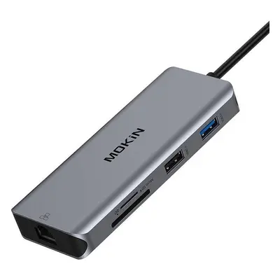 MOKiN 9v1 Dokovací stanice pro notebooky USB C na 2x USB 3.0 + USB 2.0 + 2x HDMI + SD/TF + RJ45 