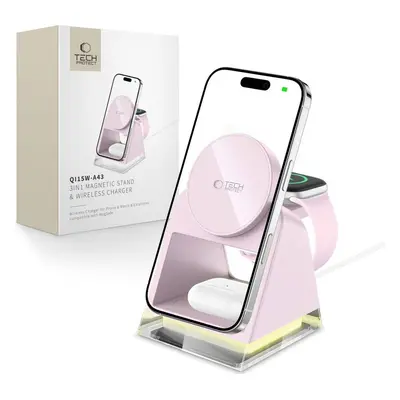 TECH-PROTECT QI15W-A43 3IN1 MAGNETIC MAGSAFE WIRELESS CHARGER BABY PINK