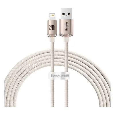 Baseus Crystal Shine USB kabel pro iP, 2,4A, 2m (růžový)