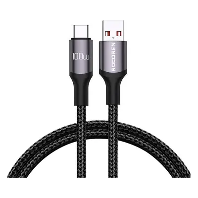 Rychlý nabíjecí kabel Rocoren USB-A na USB-C Retro Series 1m 100W (šedý)