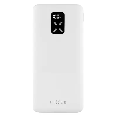 Powerbanka FIXED Zen 10 s LCD displejem a výstupem PD 20W, 10 000 mAh, bílá