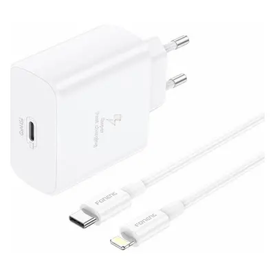 Foneng EU62 GaN 45W USB-C síťová nabíječka + USB-C na lightning kabel (bílý)