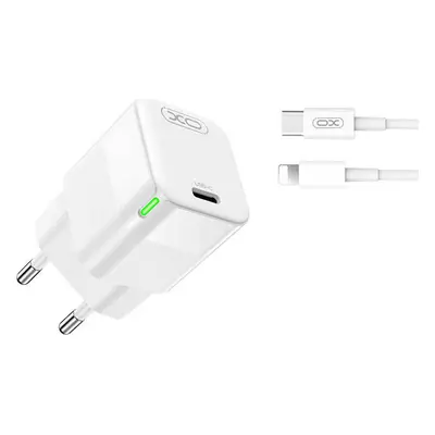 XO wall charger CE06 PD 30W 1x USB-C white + USB-C - Lightning cable