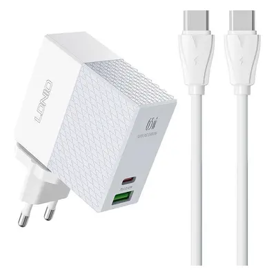 Nástěnná nabíječka LDNIO A2620C USB, USB-C 65W + kabel USB-C - USB-C