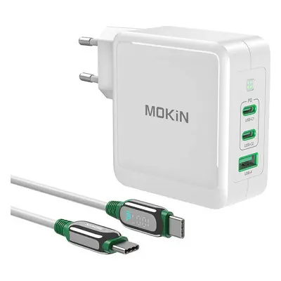 Nabíječka MOKiN PD140W 2C1A GaN 2xUSB-C 1xUSB-A (bílá)