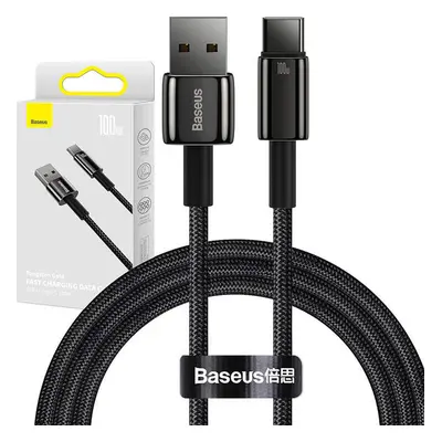 Kabel Baseus Tungsten Gold USB na USB-C, 100W, 1m (černý)