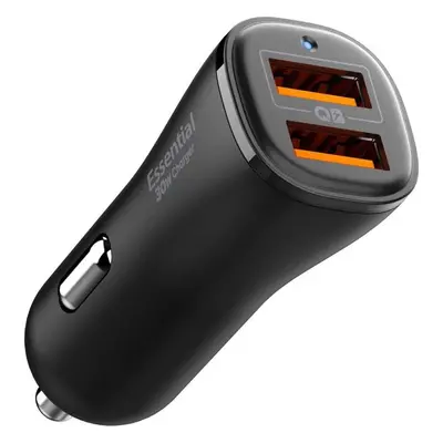 SPIGEN ESSENTIAL EV302 2-PORT CAR CHARGER 30W BLACK