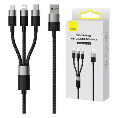 Kabel USB 3v1 Baseus řady StarSpeed, USB-C + Micro + Lightning 3,5A, 1,2 m (černý)