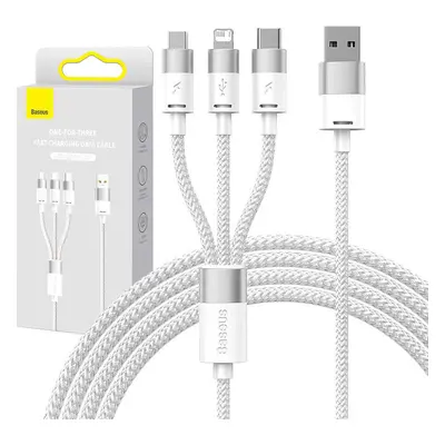 Kabel 3v1 USB Baseus řady StarSpeed, USB-C + micro + Lightning 3,5A, 1,2 m (bílý)