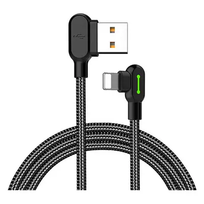 Úhlový kabel USB Lightning Mcdodo CA-4674 LED, 0,5 m (černý)