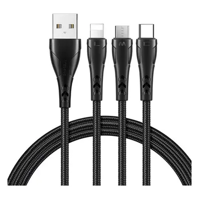 Kabel 3v1 USB na USB-C / Lightning / Micro USB, Mcdodo CA-6960, 1,2 m (černý)