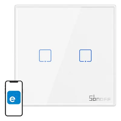Chytrý bezdrátový nástěnný spínač Sonoff T2EU2C-RF 433MHz (2-kanálový)