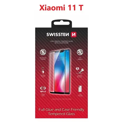 SKLO SWISSTEN FULL GLUE, COLOR FRAME, CASE FRIENDLY PRO XIAOMI 11 T ČERNÉ