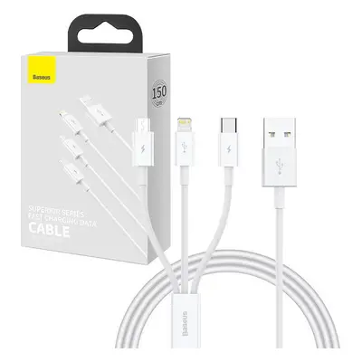 Rychlé nabíjení USB na M+L+C Baseus Superior Data 3,5A 1m (bílý)