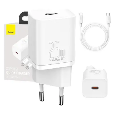 Baseus wall charger Super Si PD 25W 1x USBC white + USB-C - USB-C cable