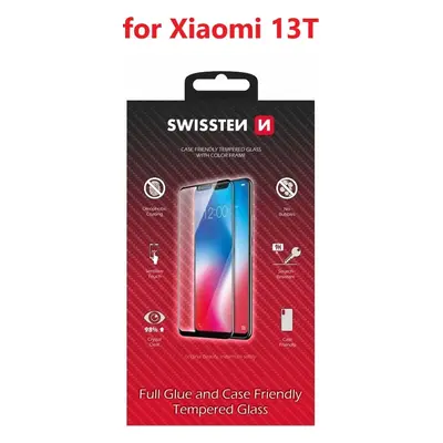 SKLO SWISSTEN FULL GLUE, COLOR FRAME, CASE FRIENDLY PRO XIAOMI 13T ČERNÉ