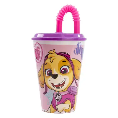 Dětský kelímek na vodu s brčkem STOR 74530 430 ml Paw Patrol Skye (růžový)