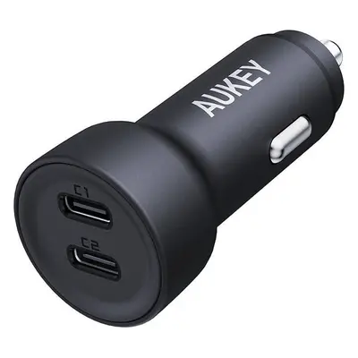 Aukey CC-Y23 nabíječka do auta, 2xUSB-C, 65W (černá)