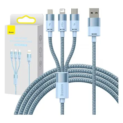 Kabel USB 3v1 Baseus řady StarSpeed, USB-C + Micro + Lightning 3,5A, 1,2 m (modrý)