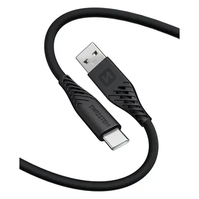 DATOVÝ KABEL SWISSTEN SOFT SILICONE USB / USB-C 1,5 M 60W ČERNÝ