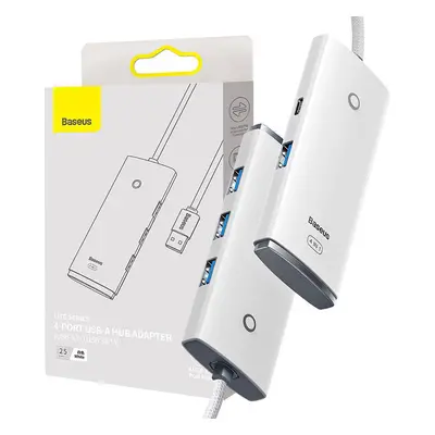 Rozbočovač řady Baseus Lite 4v1 USB na 4x USB 3.0, 25 cm (bílý)