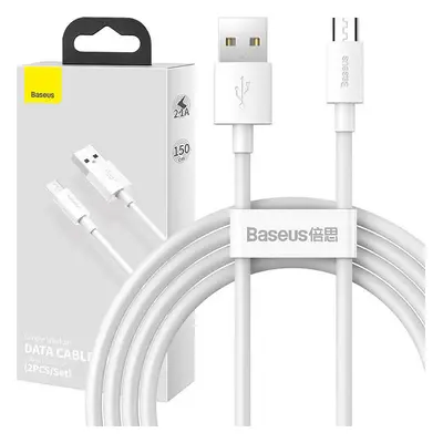 Sada datových kabelů Baseus Simple Wisdom USB to Micro 2.1A (2PCS/Set) 1.5m bílý