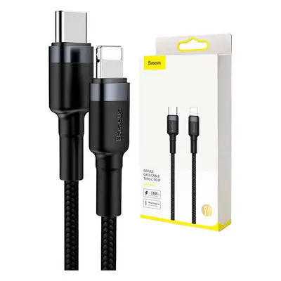 Kabel Baseus Cafule Type-C pro iPhone PD 18W 1m šedo-černý