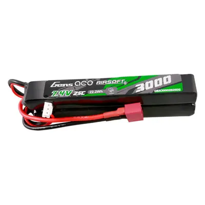 Gens ace 25C 3000mAh 2S2P 7,4V sedlová airsoftová pistolová lipo baterie s mini konektorem Deans