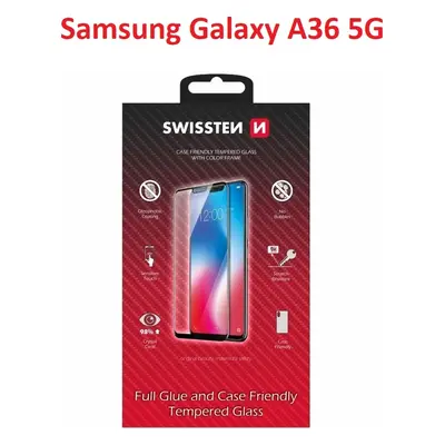 SKLO SWISSTEN FULL GLUE, COLOR FRAME, CASE FRIENDLY PRO SAMSUNG GALAXY A36 5G ČERNÉ