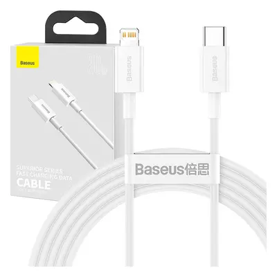 Kabel USB-C na Lightning řady Baseus Superior, 20W, PD, 2m (bílý)