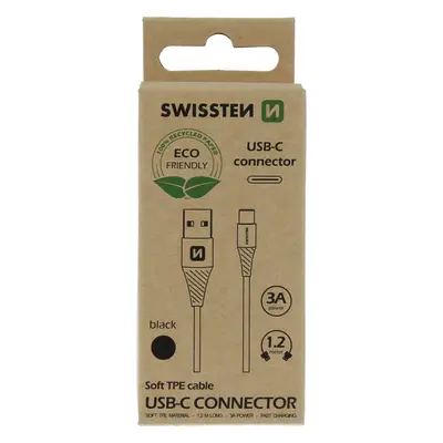 DATOVÝ KABEL SWISSTEN USB/USB-C ČERNÝ 1,2M (ECO BALENÍ)