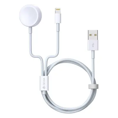 Devia kabel 2v1 Smart EA199 USB - Lightning white s indukční magnetickou nabíječkou pro Apple Wa