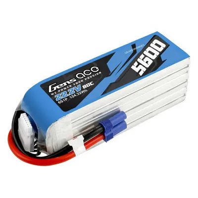 Gens ace 5600mAh 80C 22.2V 6S1P Lipo Battery Pack s EC5 konektorem