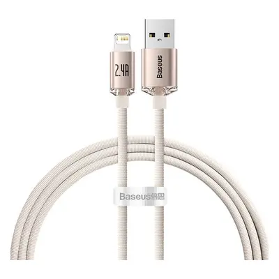 Baseus Crystal Shine USB kabel pro iP, 2,4 A, 1,2 m (růžový)