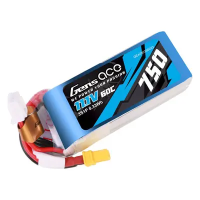 Gens Ace 750mAH 11,1V 60C 3S1P Lipo baterie s konektorem XT30.