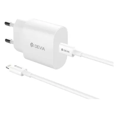 Devia síťová nabíječka Rocket PD 20W 1x USB-C bílá + kabel USB-C - Lightning