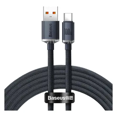 Baseus Crystal Shine kabel USB na USB-C, 100 W, 2 m (černý)