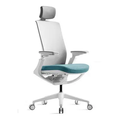 Kancelářská ergonomická židle ROLY White — síť, látka, bílá / více barev Světle modrá