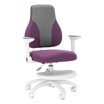 Dětská rostoucí židle Neoseat KINDER WHITE — látka, šedá / fialová